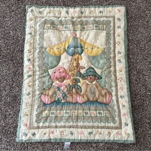 Bedtime originals baby quilt crib blanket three bears giraffe bunny 90s pastel